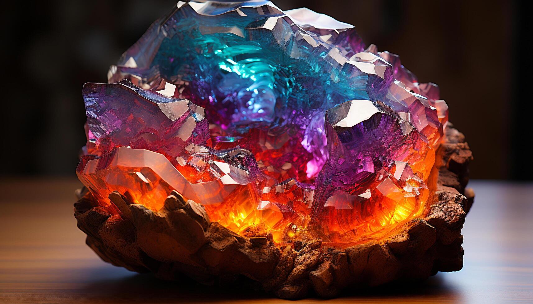 AI generated Gemstone collection vibrant, multi colored, transparent stones shine in nature generated by AI photo