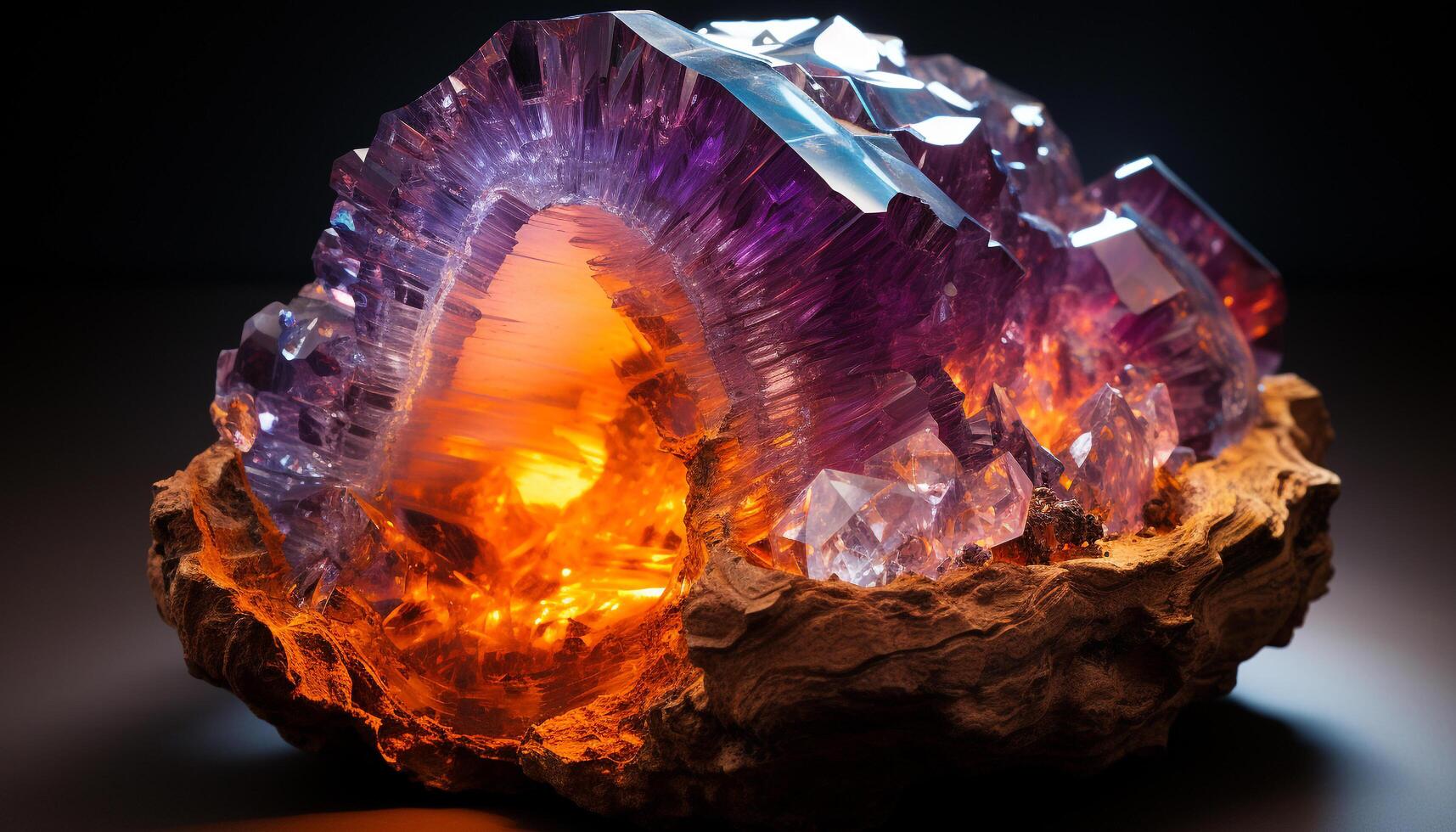 AI generated Gemstone beauty in nature vibrant, transparent, multi colored quartz crystal generated by AI photo