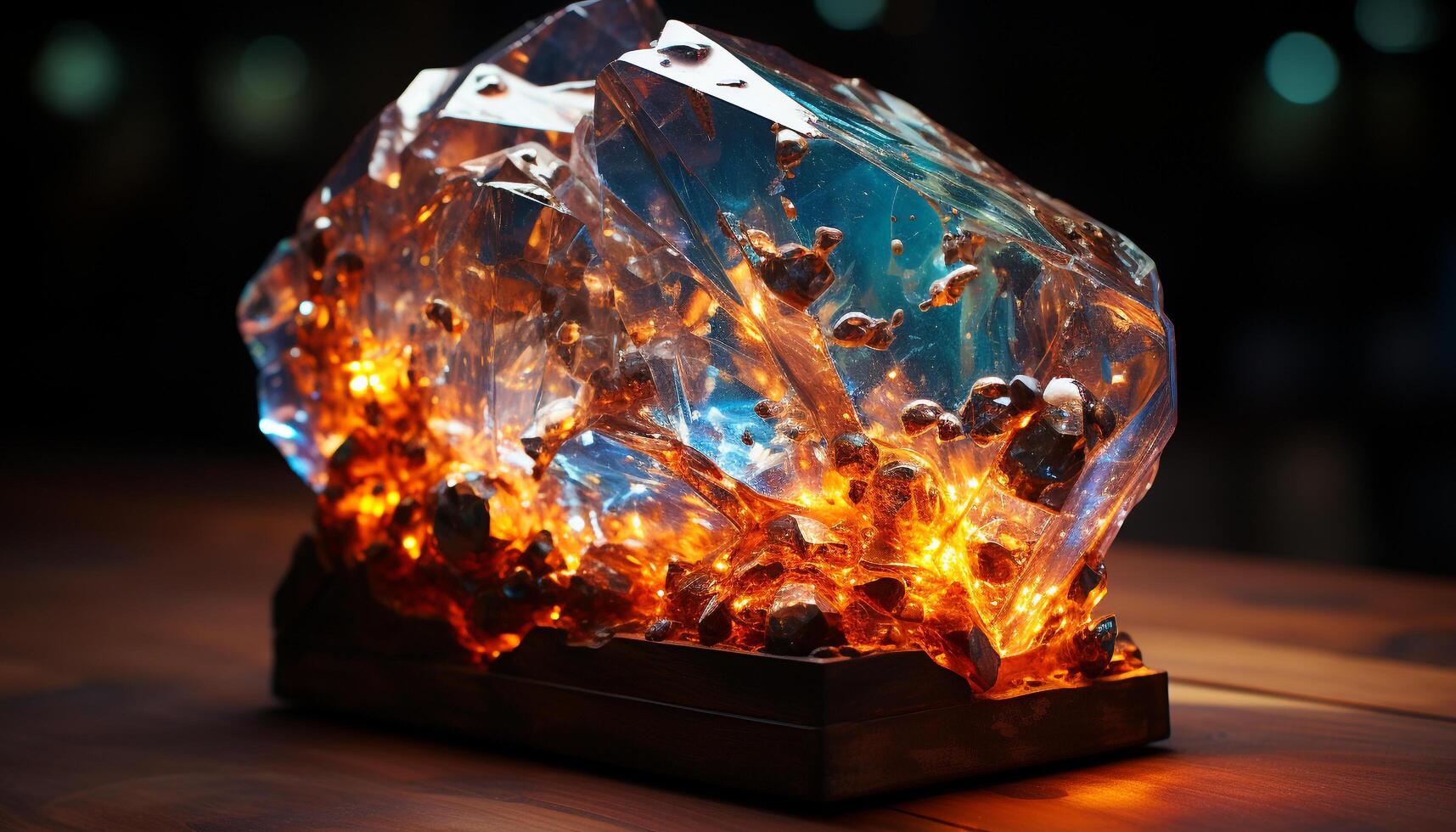 AI generated Bright yellow flame illuminates precious gemstone in nature glowing design generated by AI photo