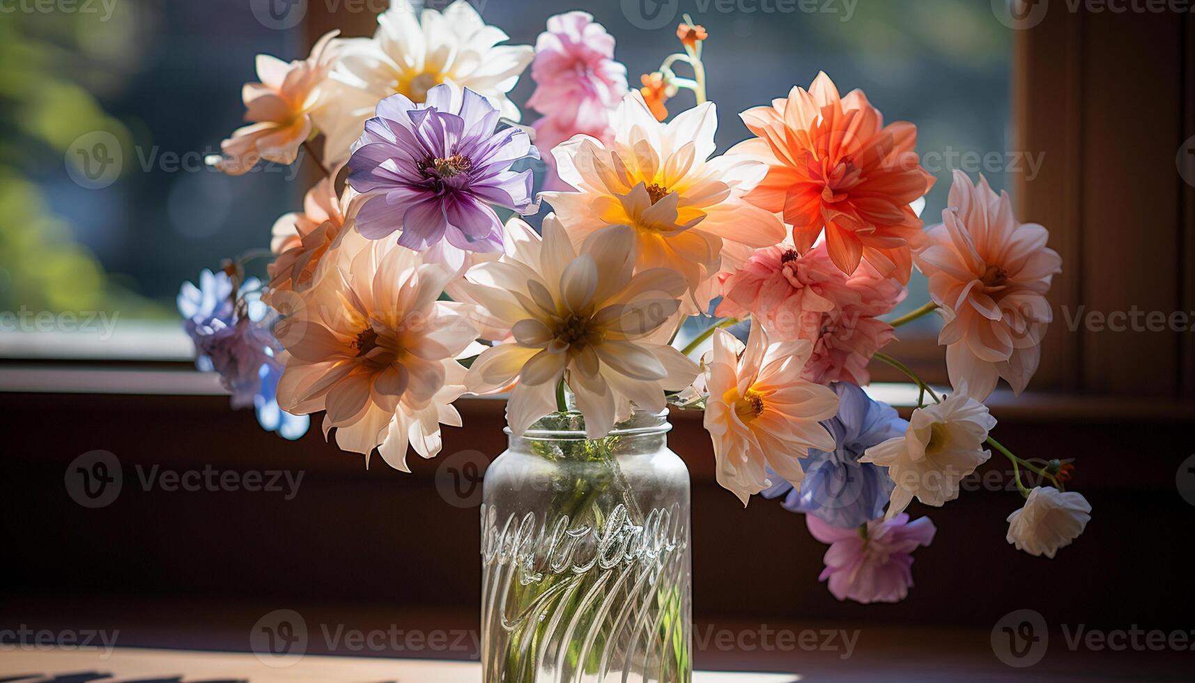 AI generated Freshness and beauty in nature a bouquet of colorful flowers generated by AI photo