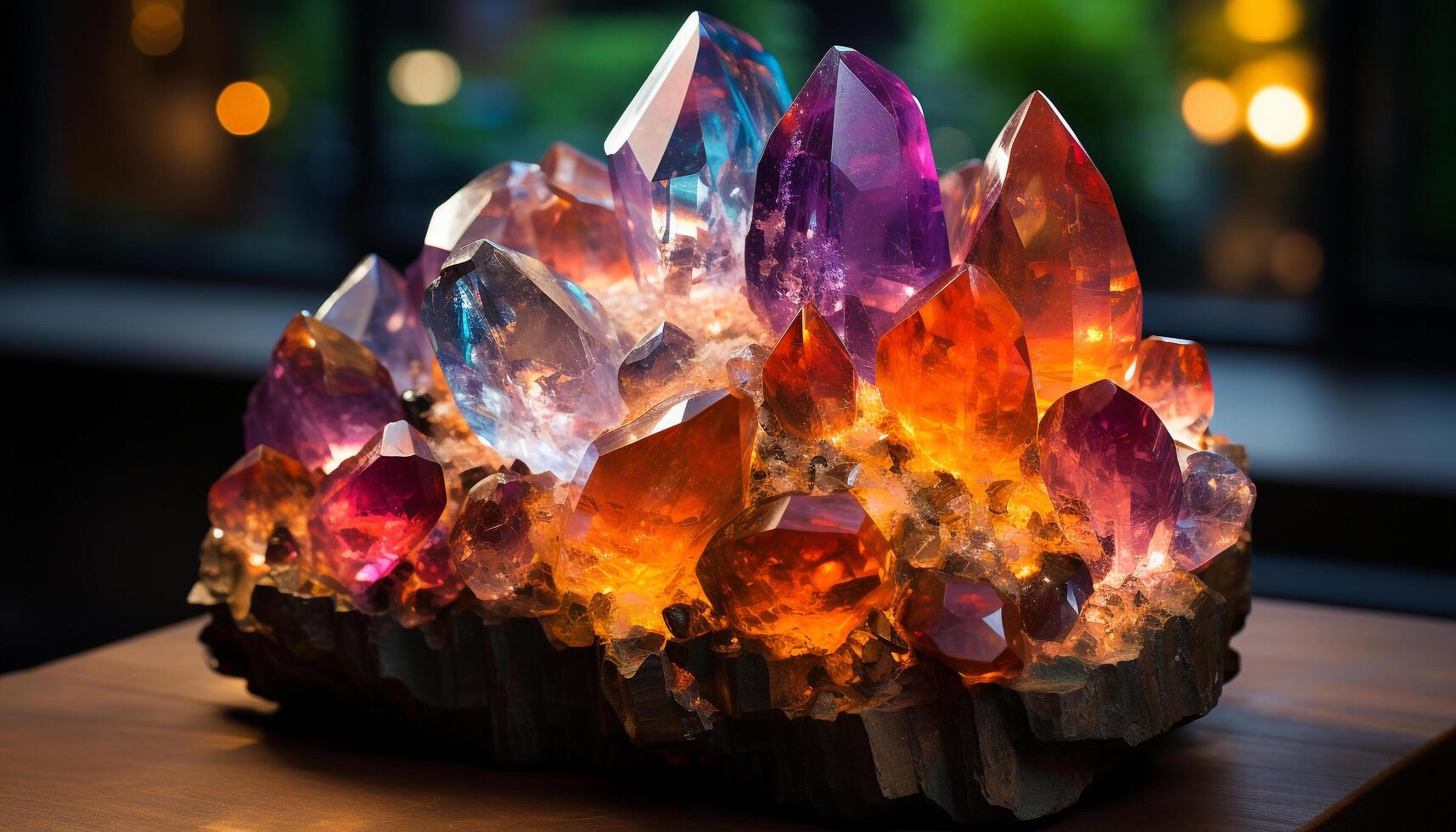 AI generated Vibrant gemstone collection illuminates nature beauty in transparent quartz generated by AI photo