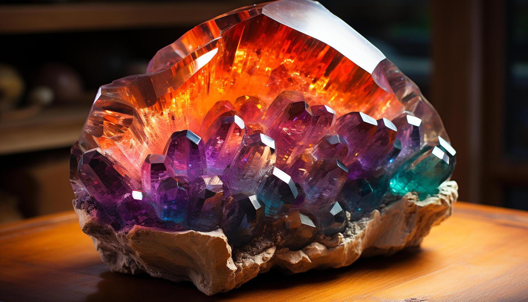 AI generated Gemstone collection vibrant, multi colored crystals illuminate nature beauty generated by AI photo