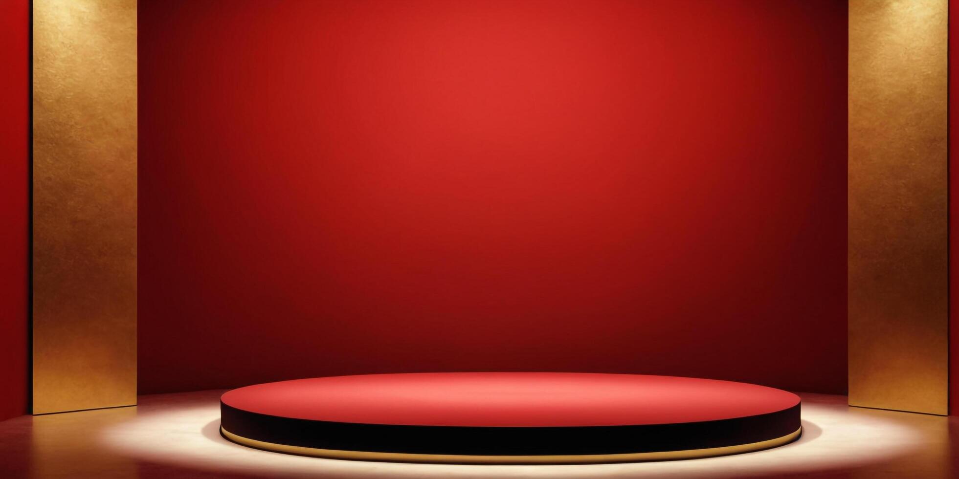 AI generated Golden Podium with luxury red room background Generated Ai