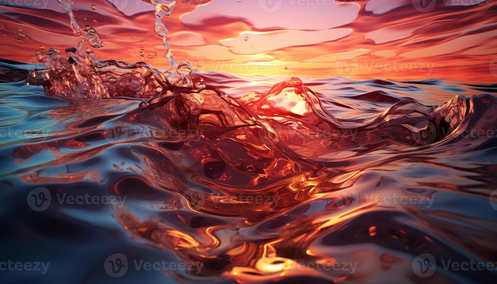 AI generated Nature wave reflects the beauty of summer multi colored sunset generated by AI photo