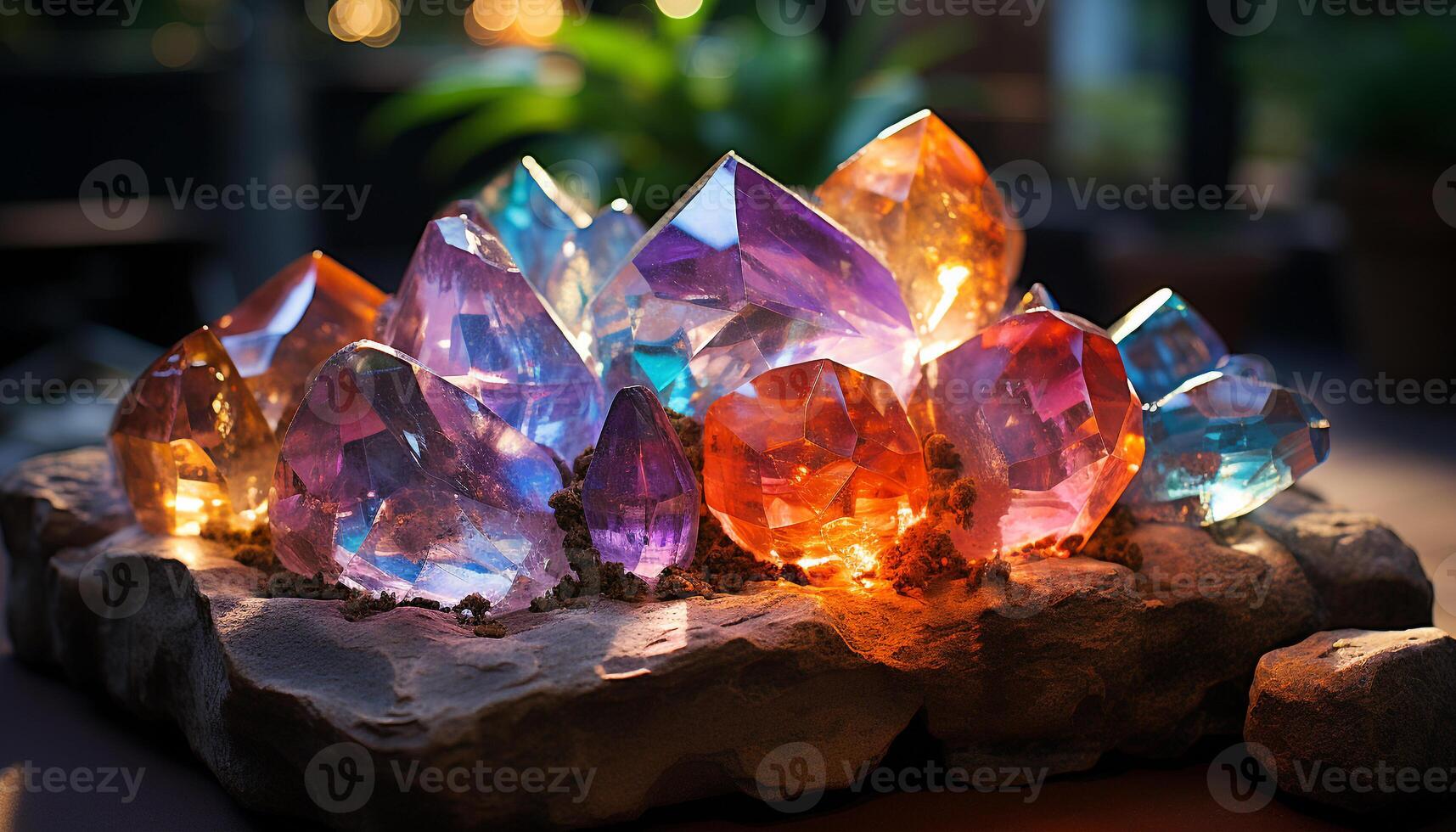 AI generated Shiny gemstone collection illuminates nature vibrant beauty in multi colored elegance generated by AI photo