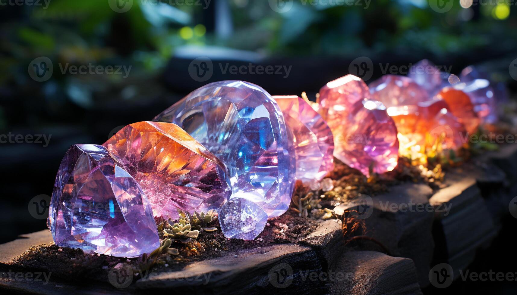 AI generated Gemstone jewelry illuminates nature vibrant colors in a single object generated by AI photo