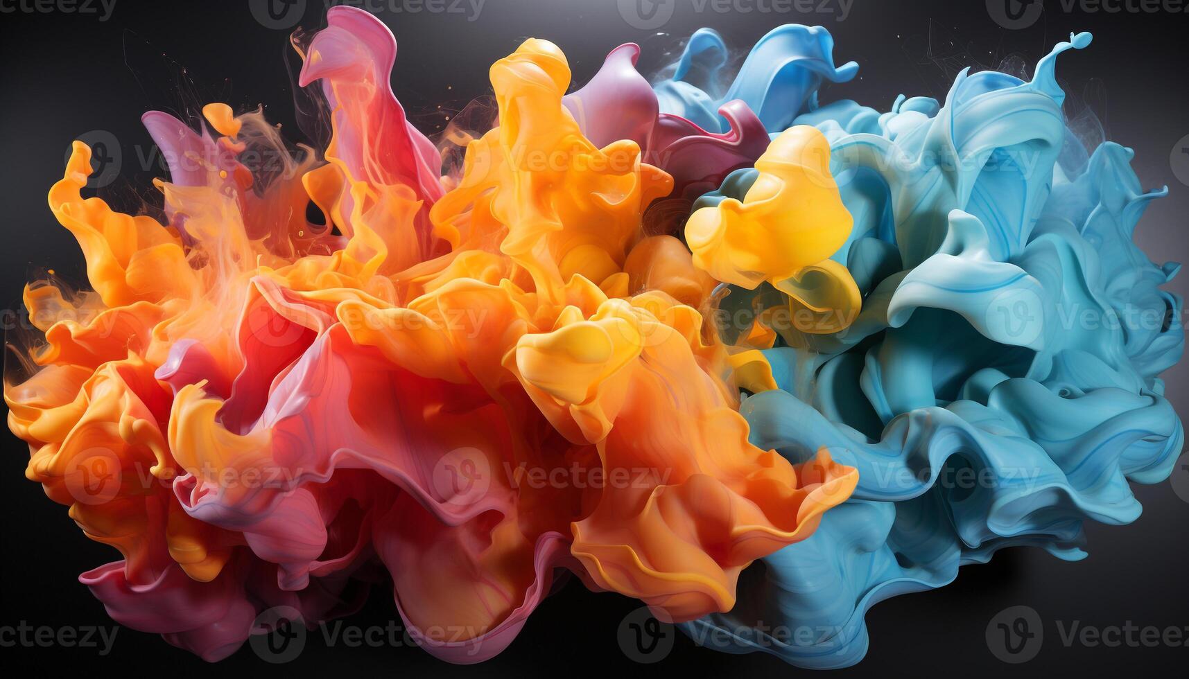 AI generated Abstract flame colors in vibrant liquid paint, creating futuristic illustration generated by AI photo