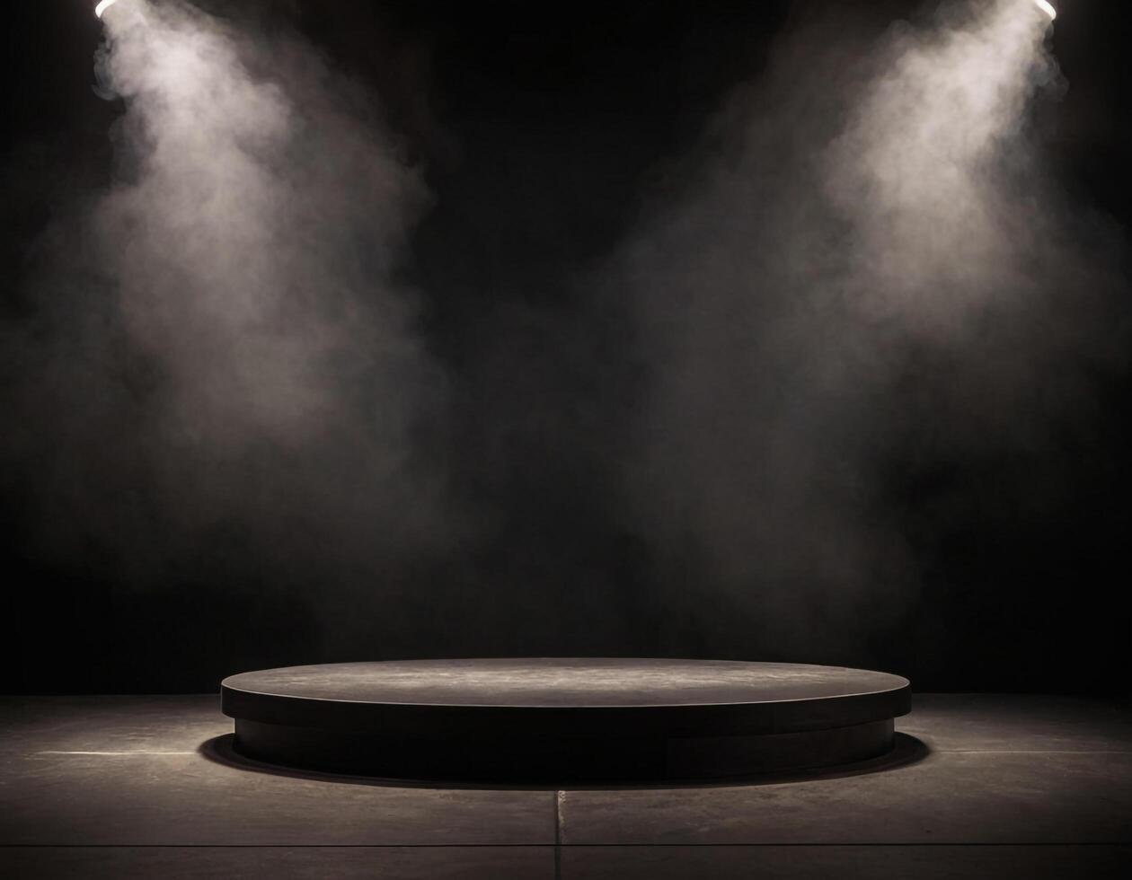 AI generated A Stone Podium dark smoke dust Background product platform Generative AI photo