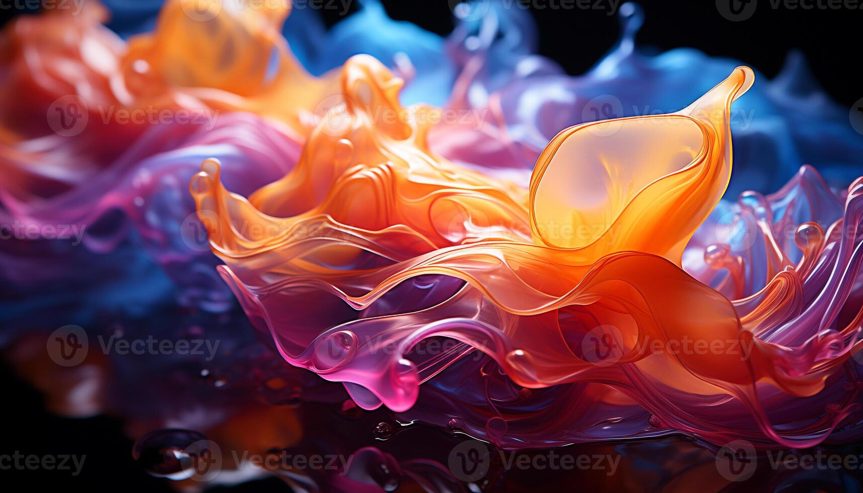 AI generated Abstract underwater motion vibrant colors mix, fish bubble in chaos generated by AI photo