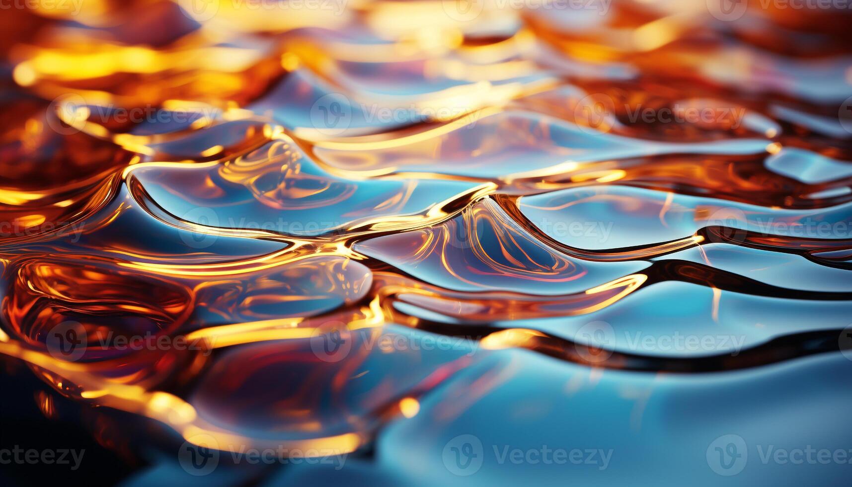 AI generated Abstract nature wave water reflection blue liquid pattern close up wet generated by AI photo