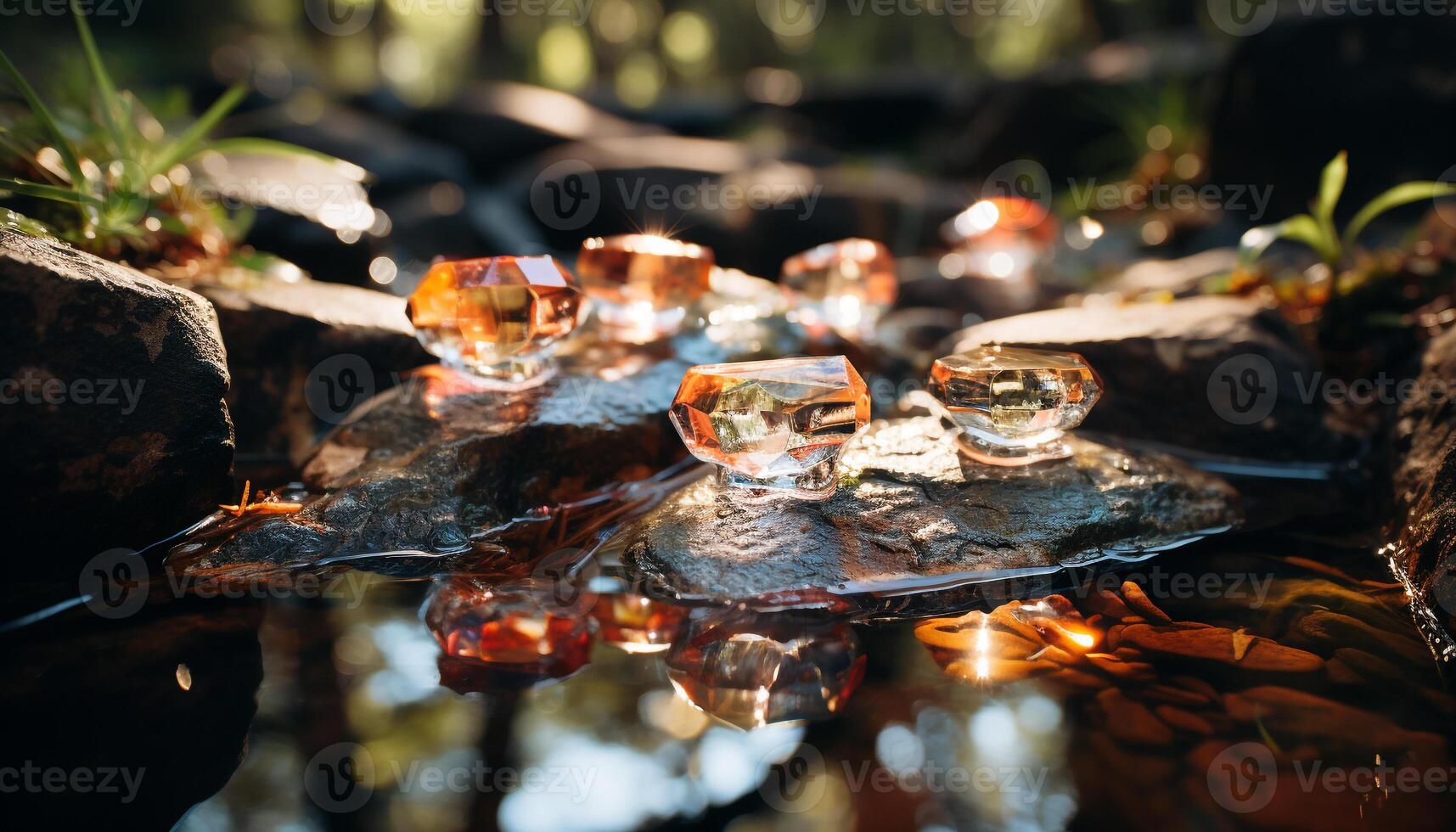 AI generated Glowing toad reflects vibrant colors in defocused natural environment generated by AI photo