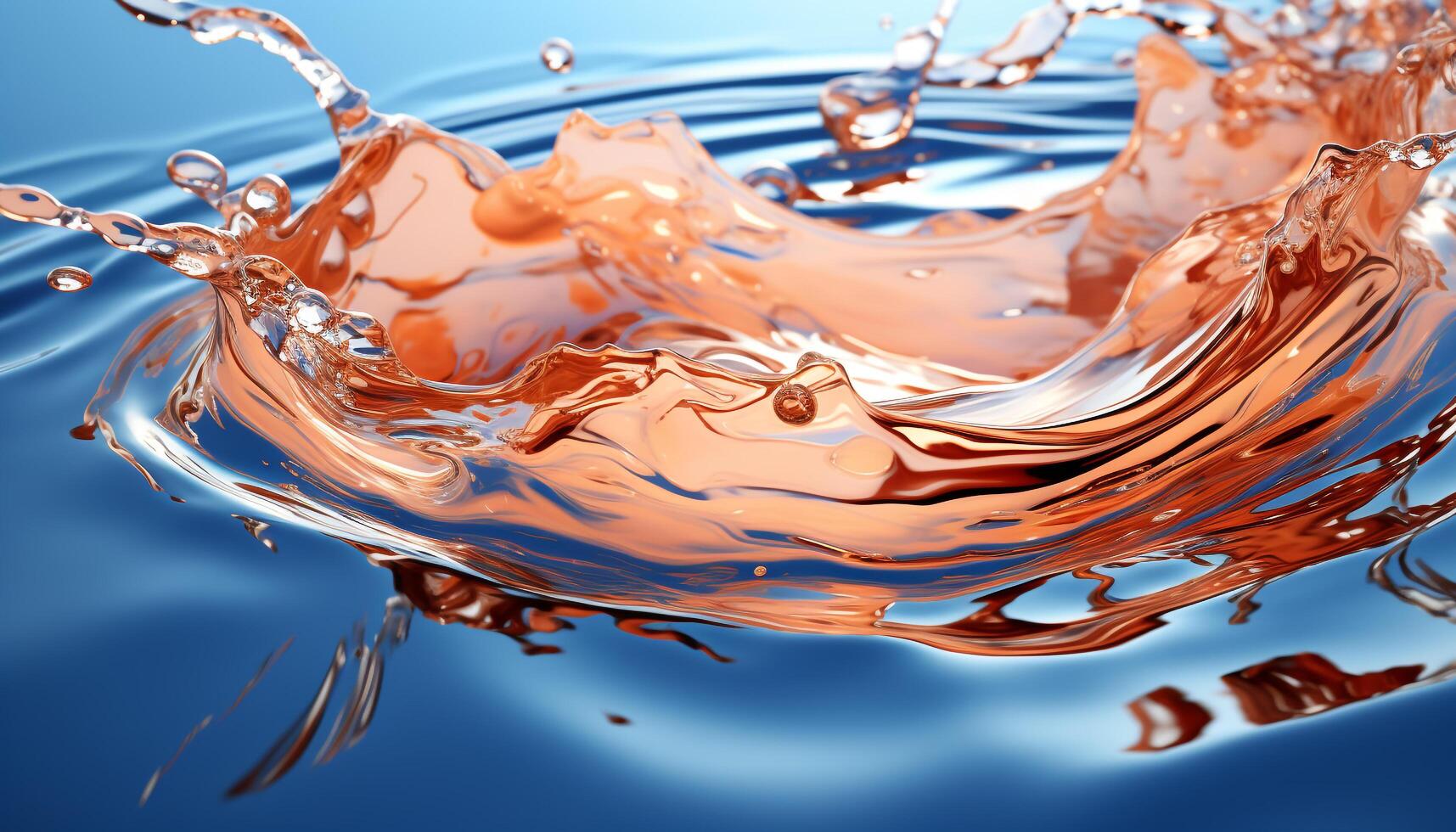 AI generated Abstract wave of liquid motion, blue backgrounds splashing water generated by AI photo
