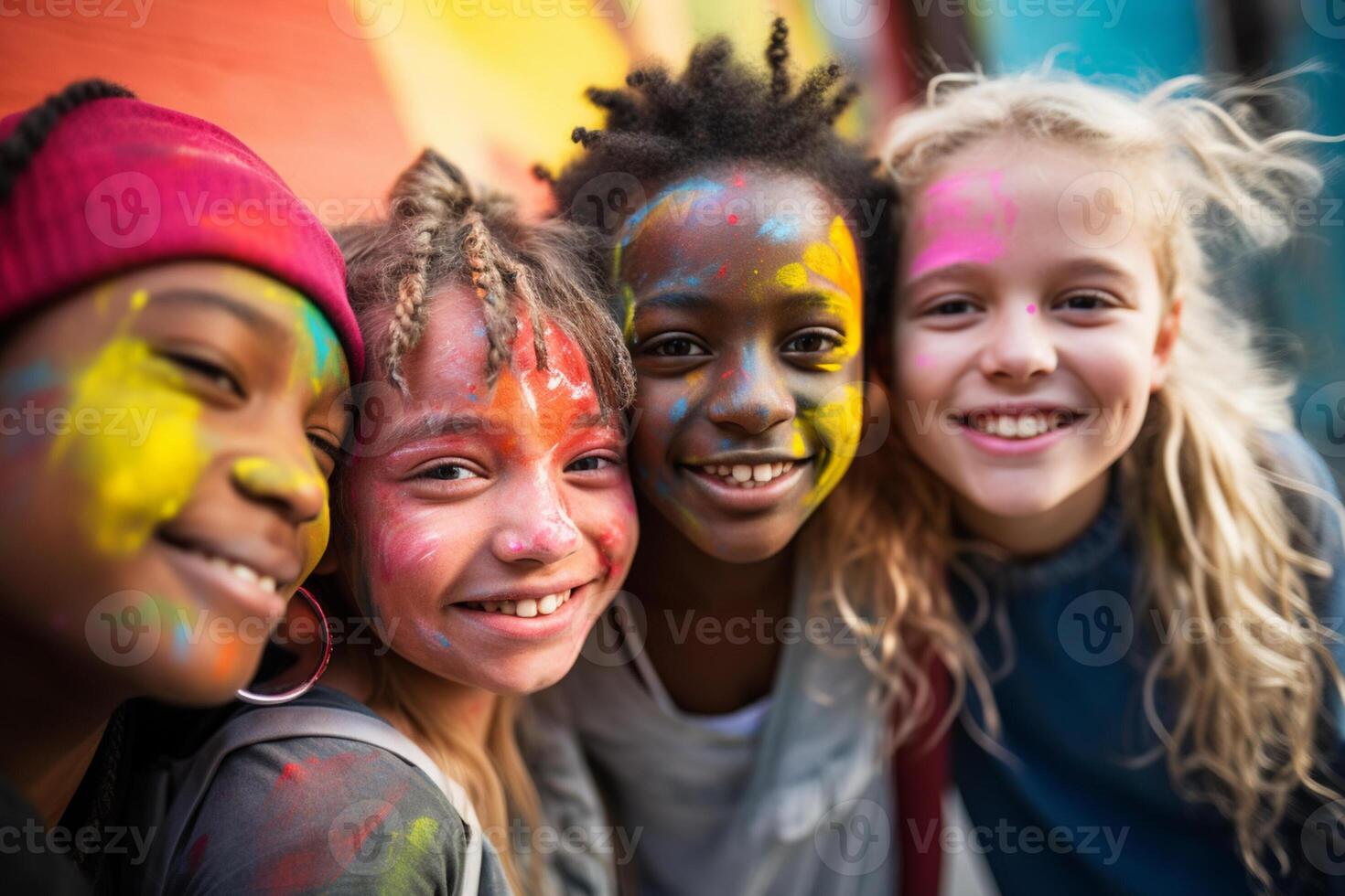 AI generated a group of different nationalities young girls diversity concept photo