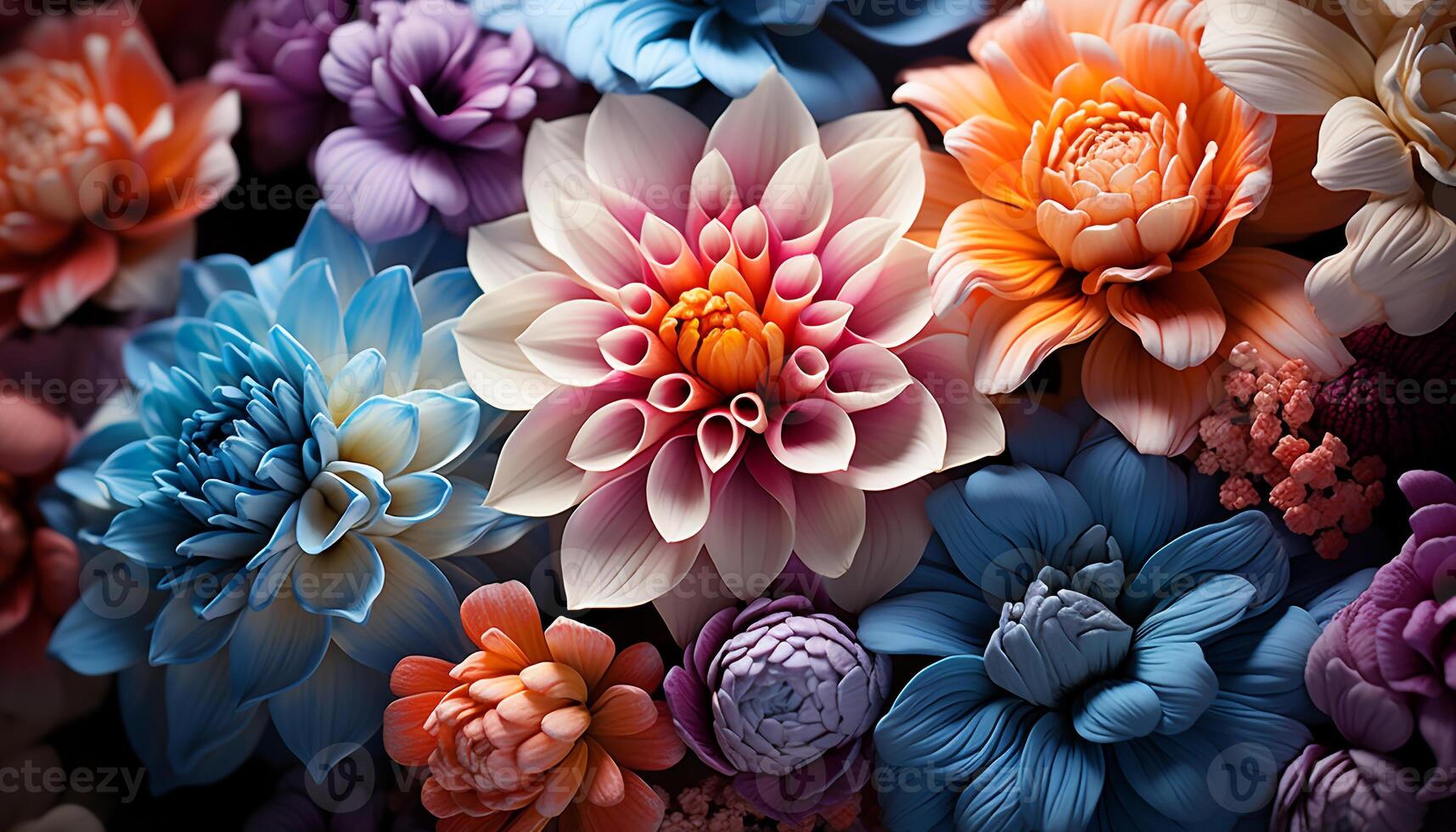 AI generated A vibrant bouquet of colorful flowers in nature beautiful backdrop generated by AI photo