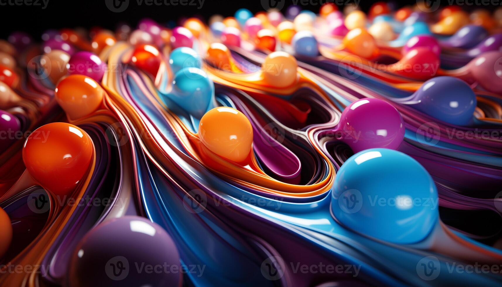 AI generated Abstract decoration in vibrant colors, a shiny purple drop reflects beauty generated by AI photo