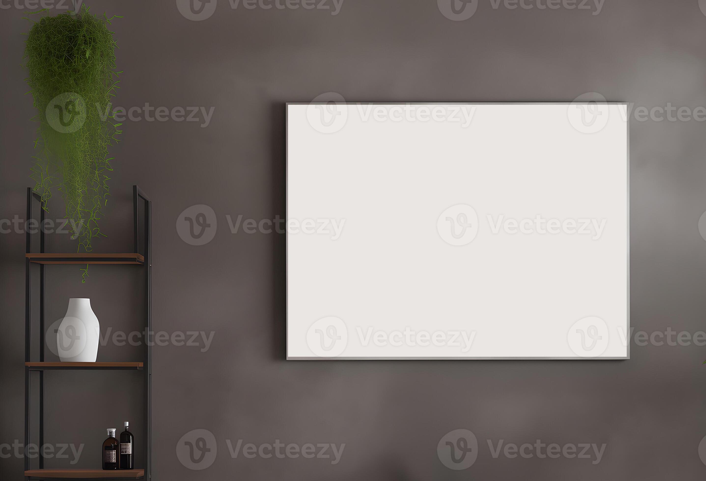 AI generated Empty picture frame simulation wall Modern living room