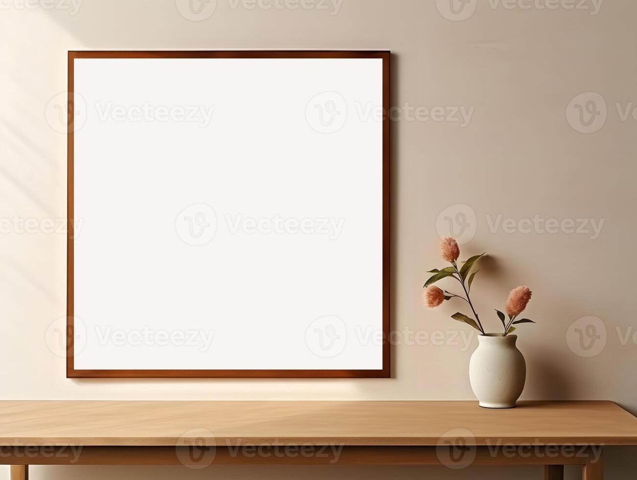 AI generated Empty picture frame simulation wall Modern living room