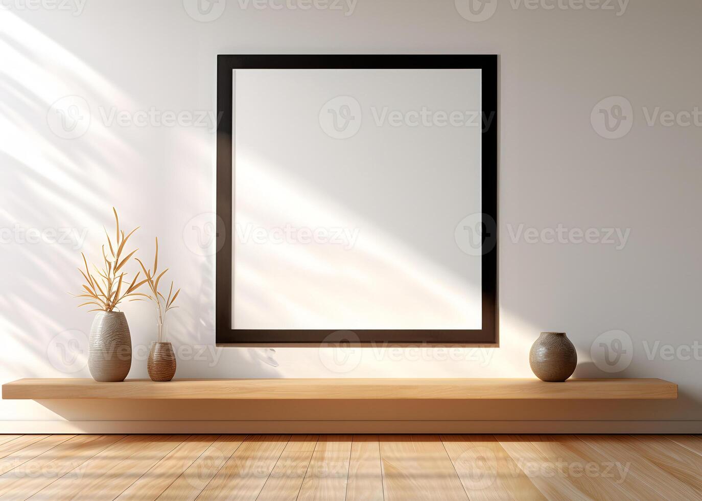 AI generated Empty picture frame simulation wall Modern living room