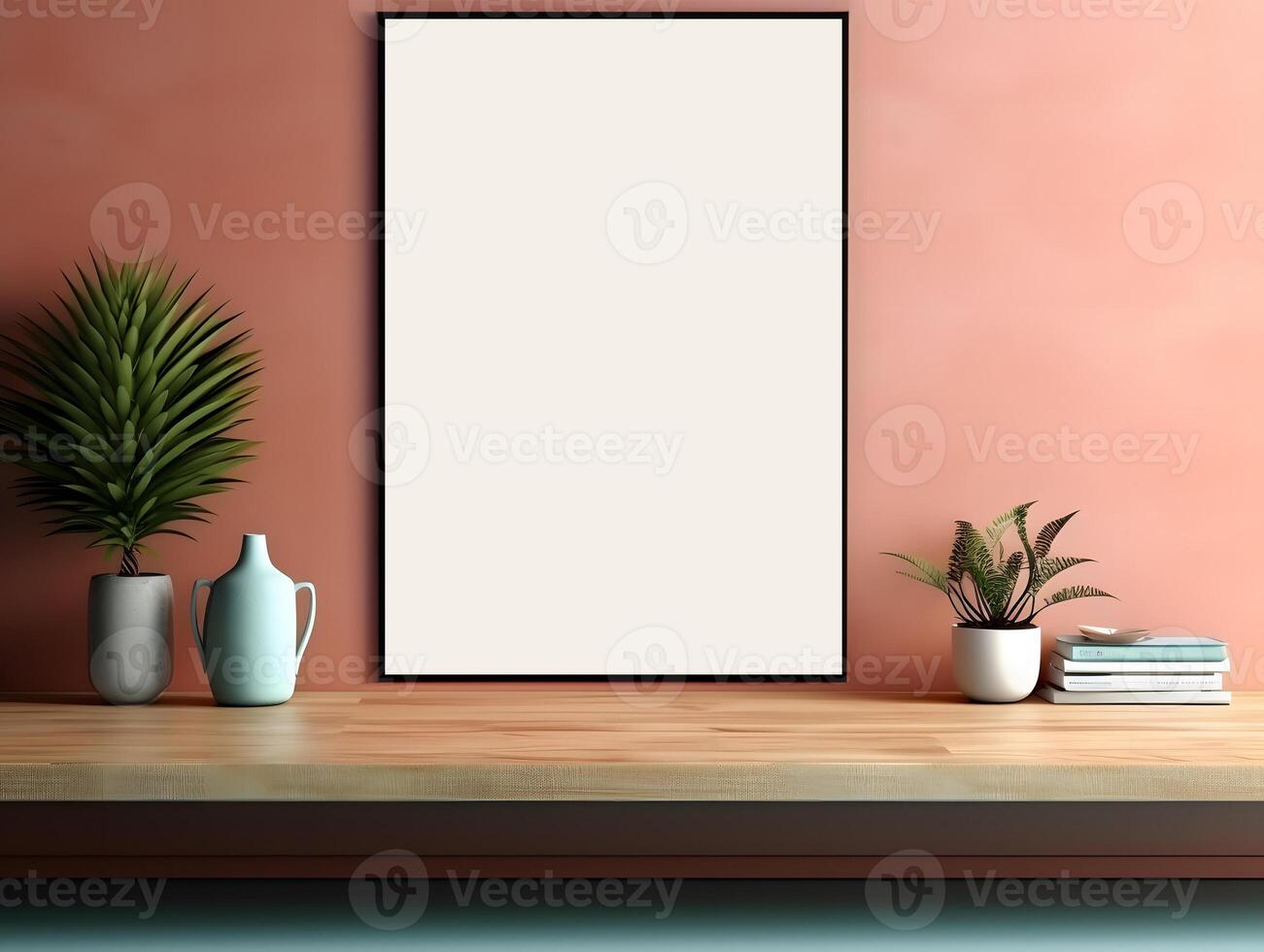 AI generated Empty picture frame simulation wall Modern living room
