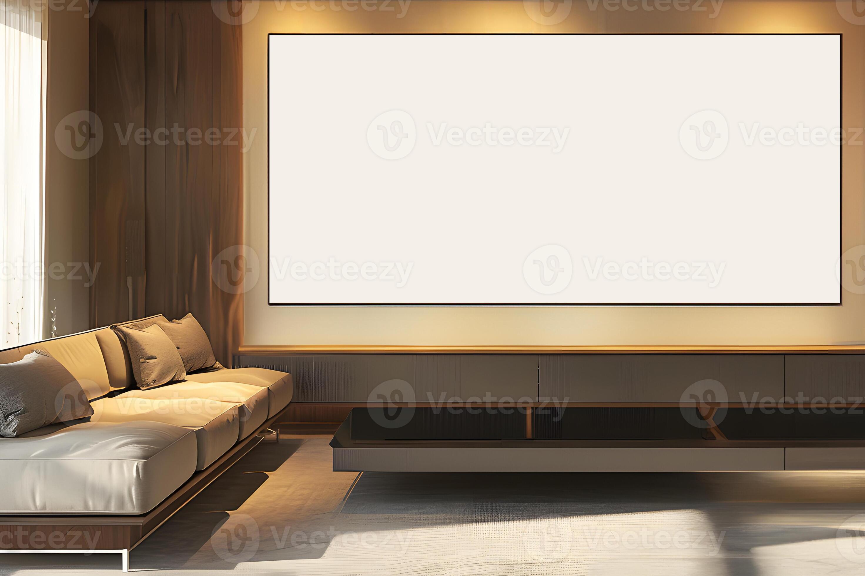 AI generated Empty picture frame simulation wall Modern living room
