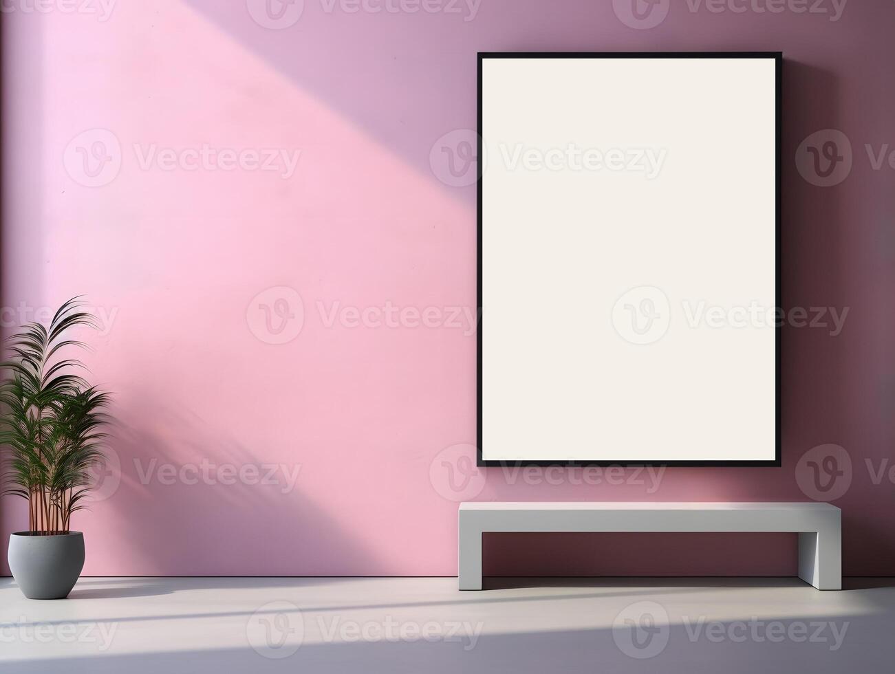 AI generated Empty picture frame simulation wall Modern living room