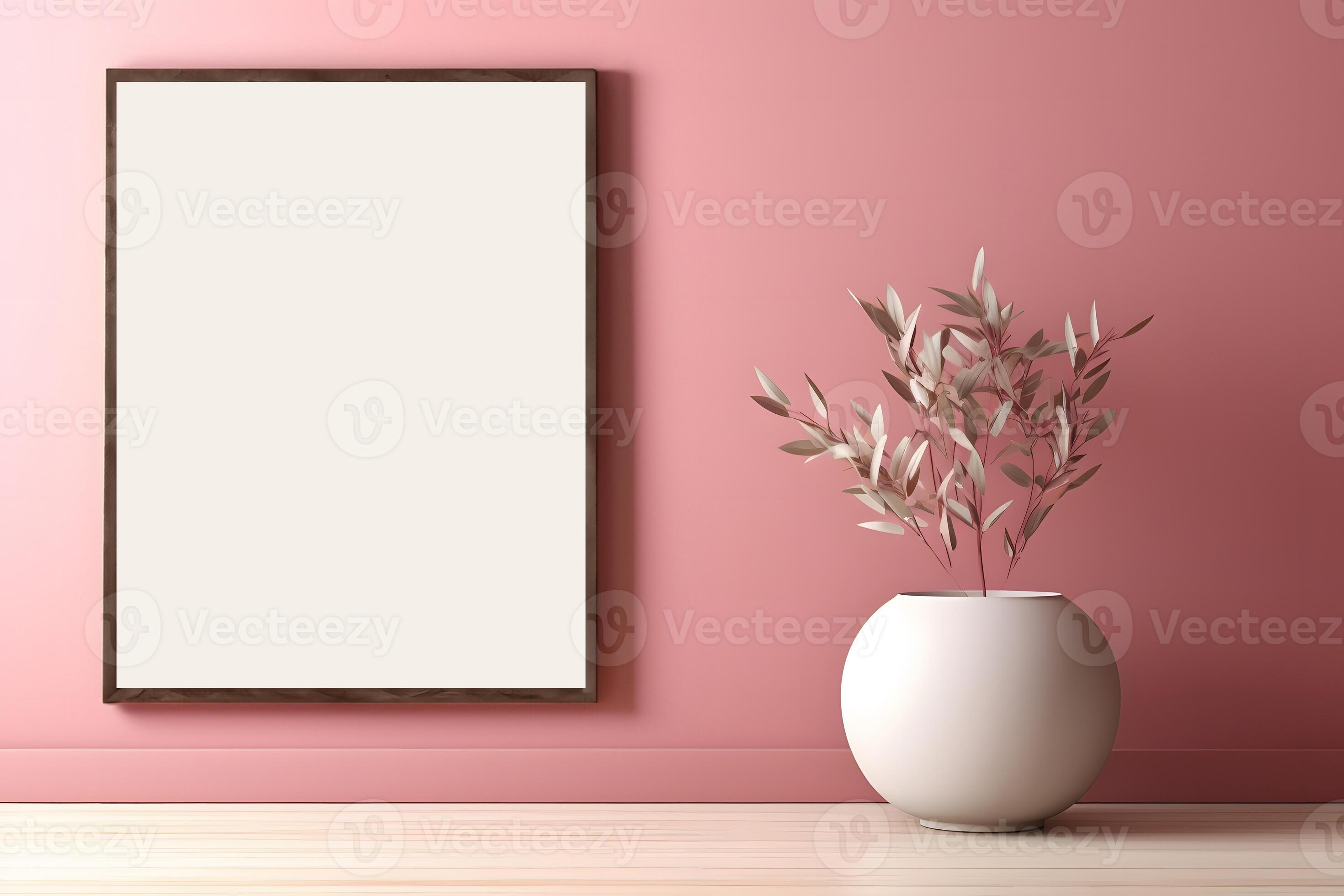 AI generated Empty picture frame simulation wall Modern living room
