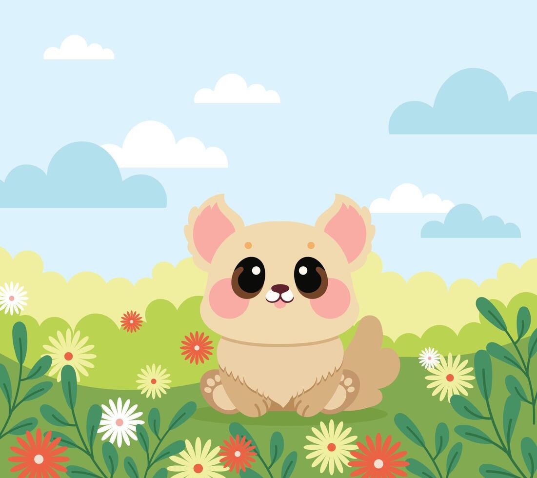 flat design vector cute kawaii adorable baby animal cartoon character spring nature