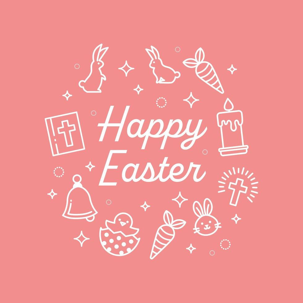 flat design vector animal bunny happy easter card layout decoration wallpaper background