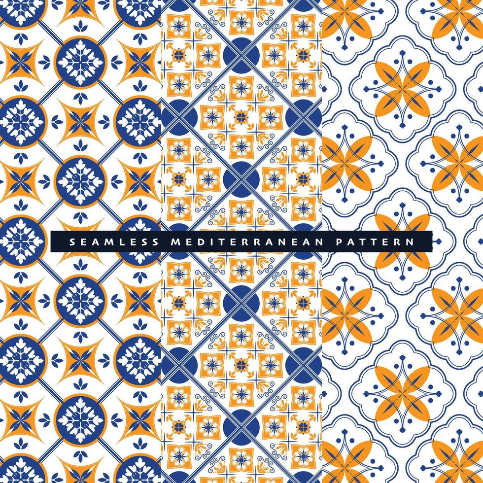 vintage seamless mediterranean tile pattern decorative background vector