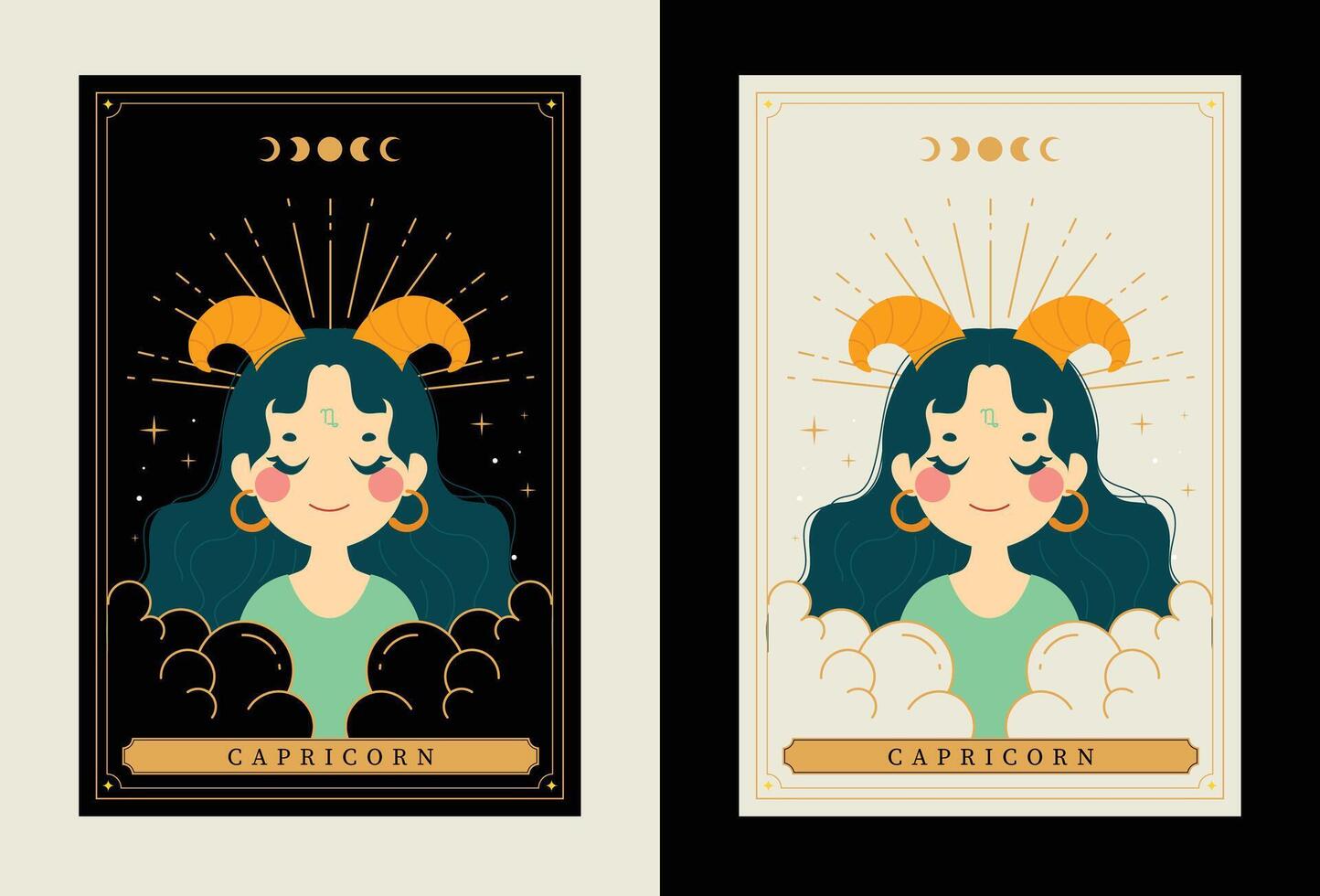 plano diseño vector linda tarot Capricornio horóscopo zodíaco firmar Arte colección