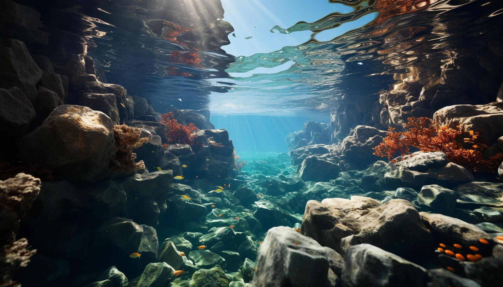 ai generado el profundo azul mar, un tropical paraíso de submarino belleza generado por ai foto