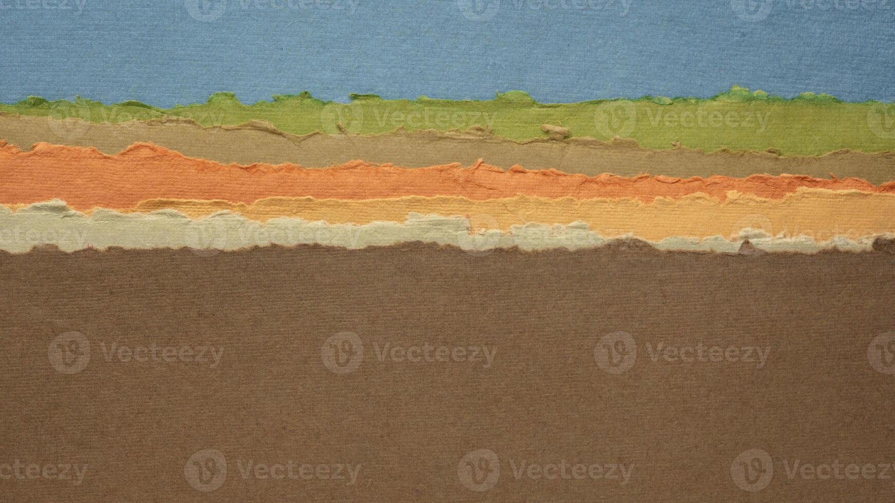 colorful abstract landscape in earth pastel tones - a collection of handmade rag papers photo