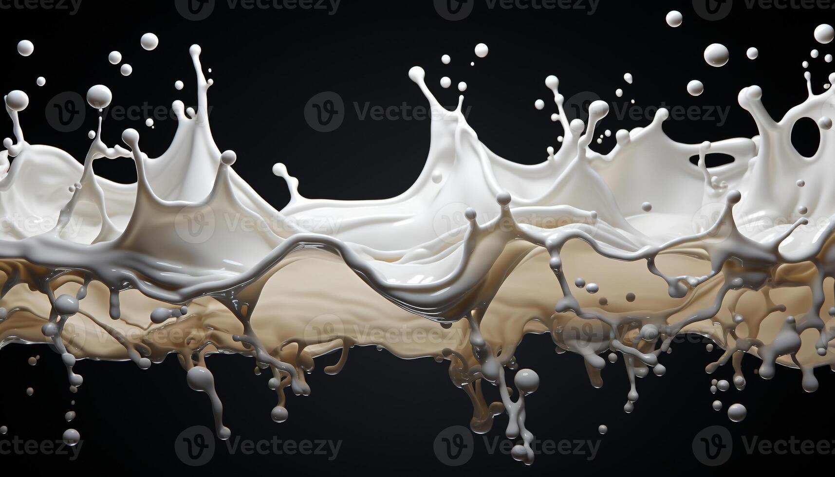 AI generated Splashing milk, flowing wave, creamy dessert, refreshing drink, abstract background generated by AI photo