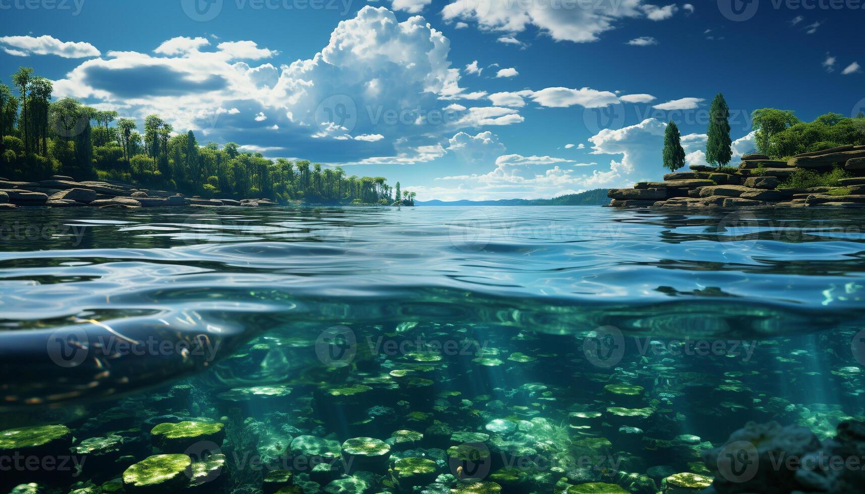AI generated Underwater adventure fish swim in tranquil, multi colored coral reef generated by AI photo