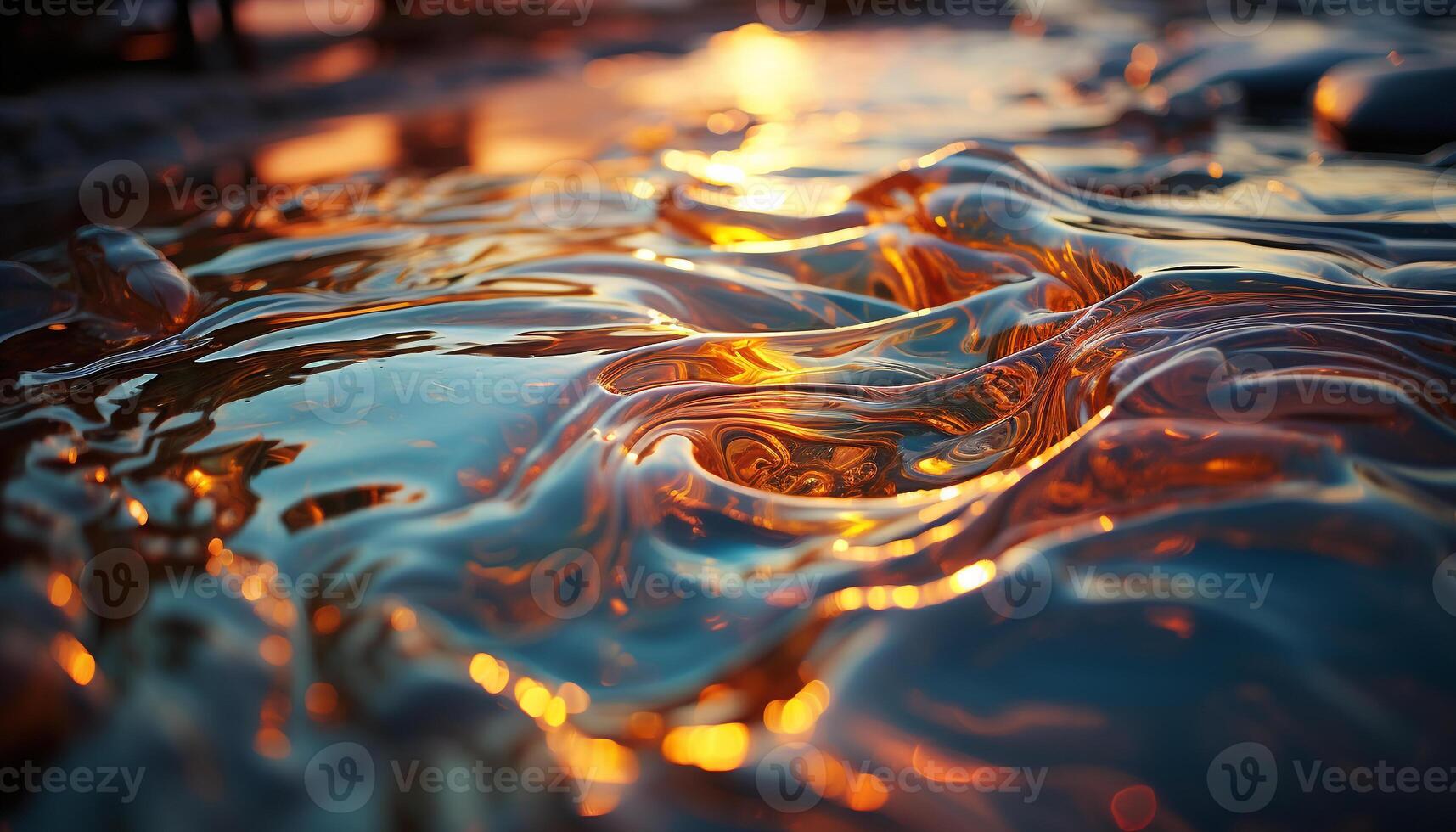 AI generated Abstract nature water wave reflects vibrant colors, creating a beautiful backdrop generated by AI photo