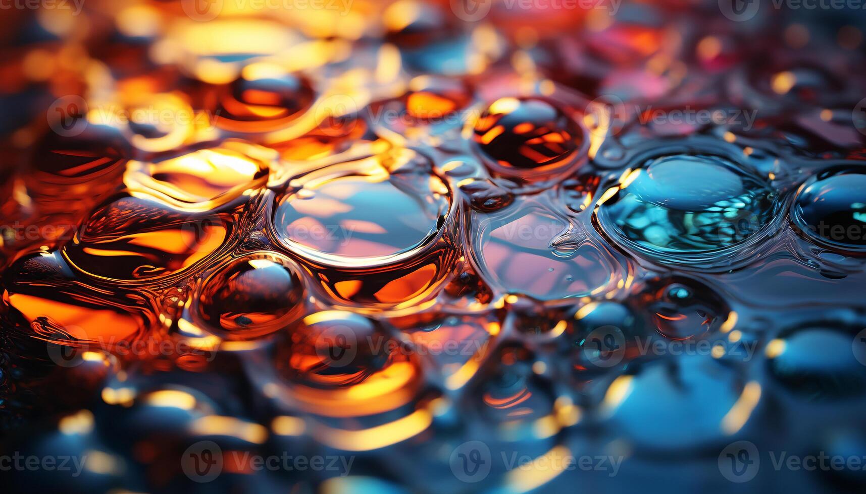 AI generated Abstract wet circle reflects vibrant colors in clean water surface generated by AI photo