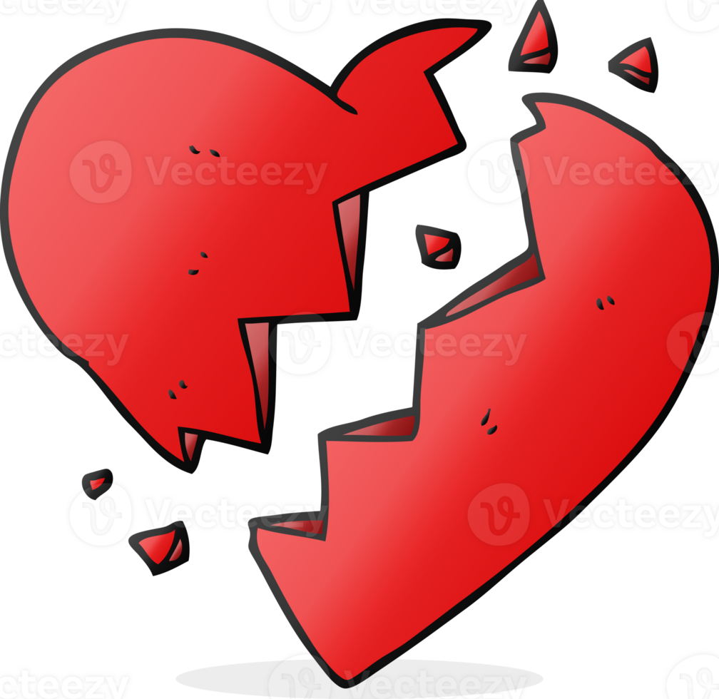 hand drawn cartoon broken heart png