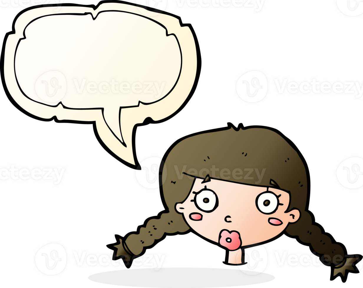 cartoon confused female face with speech bubble png