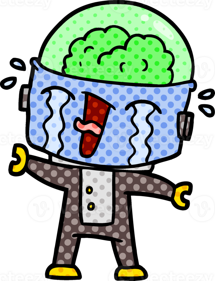 cartoon crying robot png