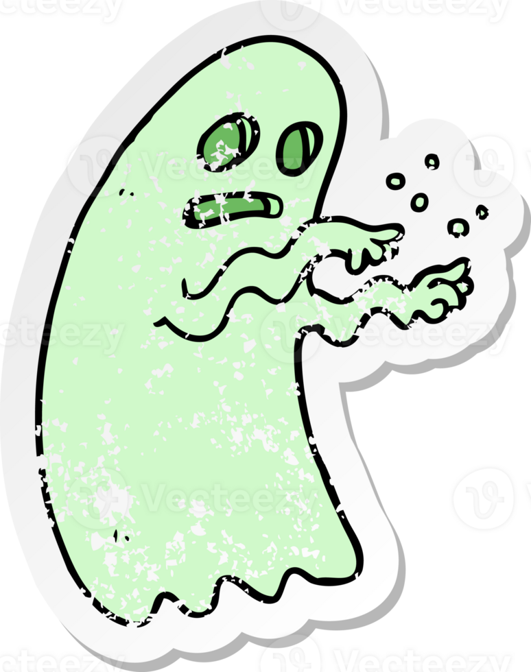retro distressed sticker of a cartoon ghost png