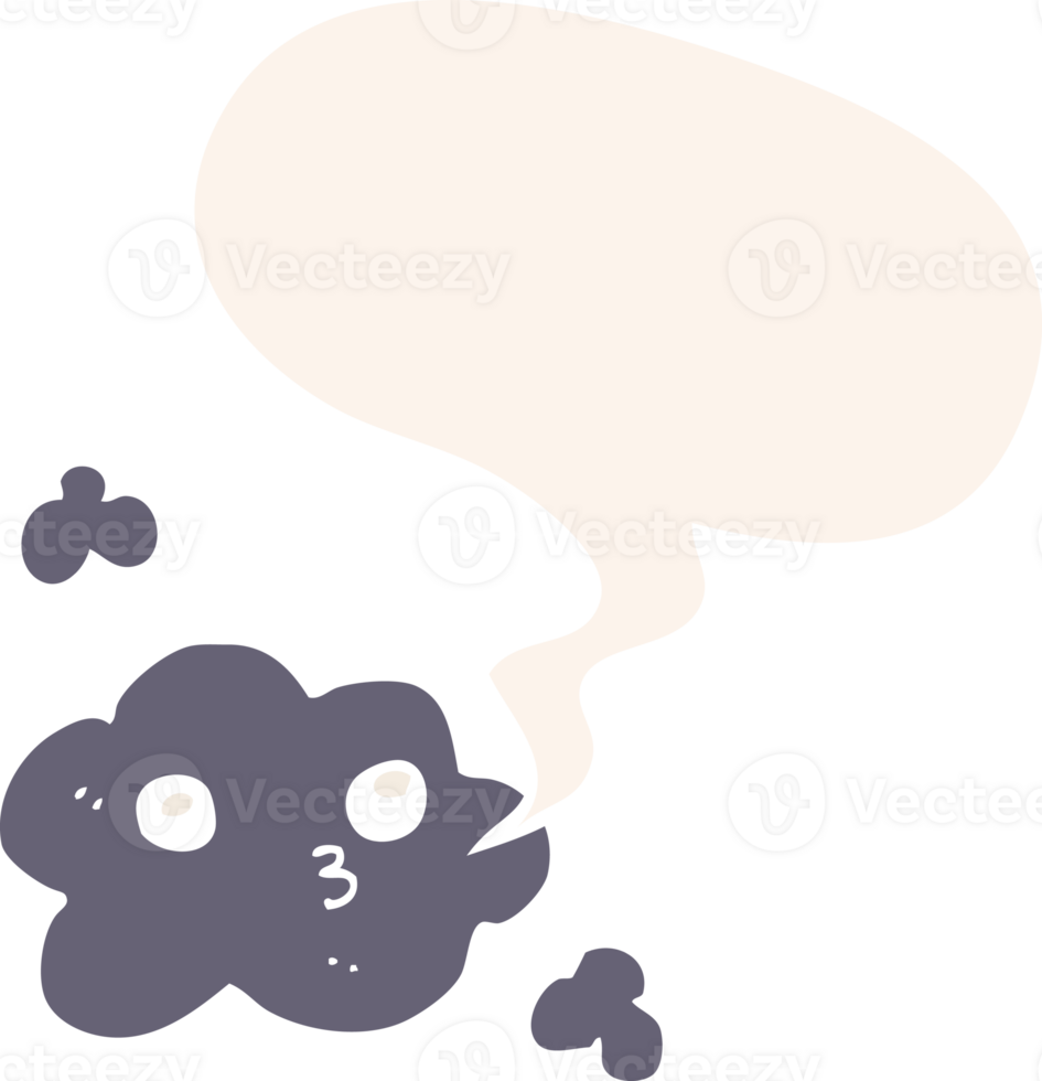 cute cartoon cloud with speech bubble in retro style png