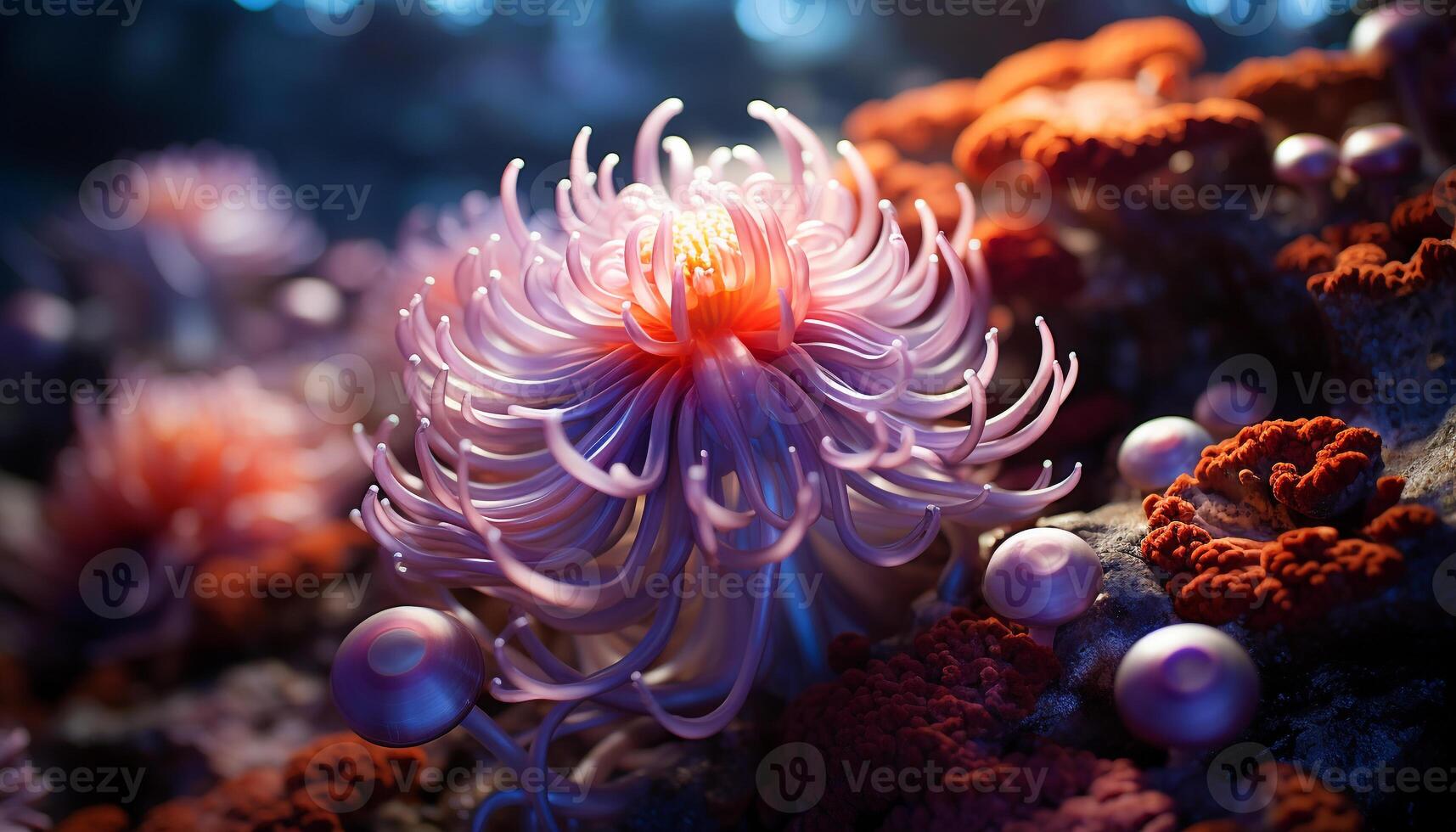 AI generated The underwater reef showcases the beauty of multi colored sea life generated by AI photo