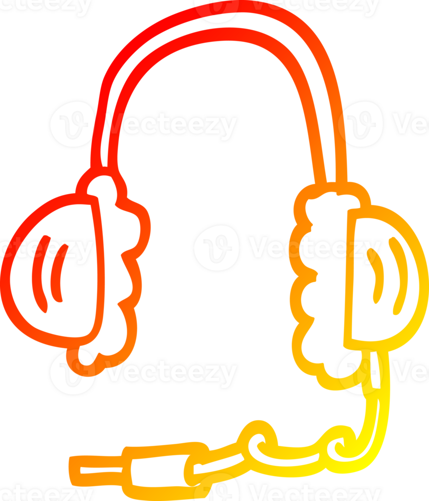 warm gradient line drawing of a cartoon ear phones png