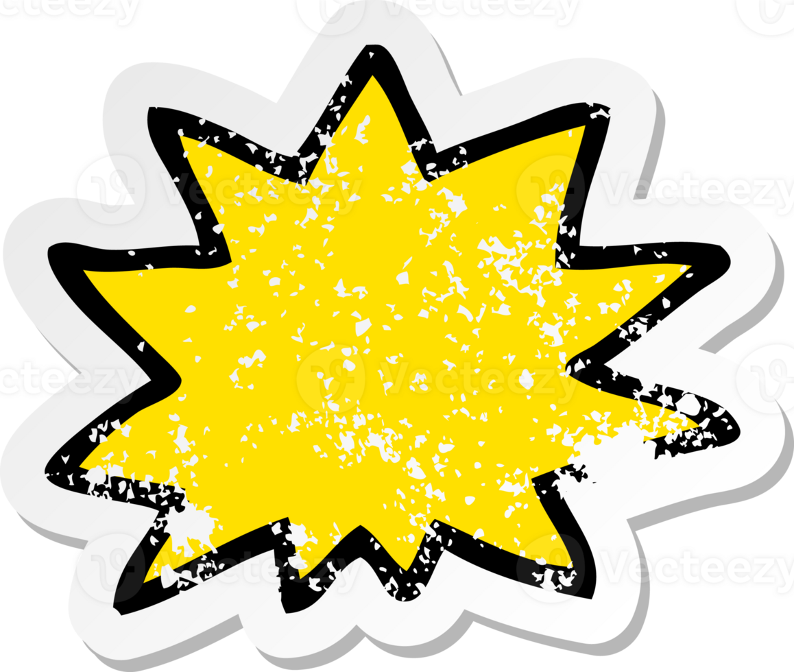 distressed sticker of a cartoon explosion png