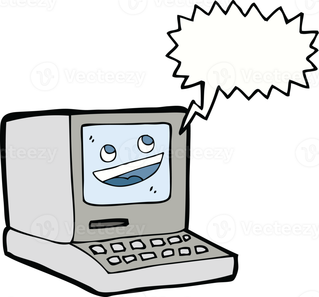 cartoon old computer with speech bubble png