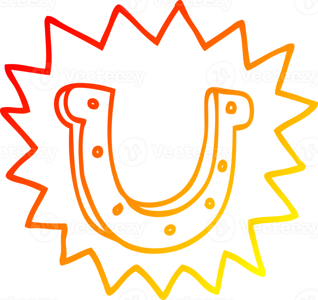 warm gradient line drawing of a cartoon crazy lucky horseshoe symbol png