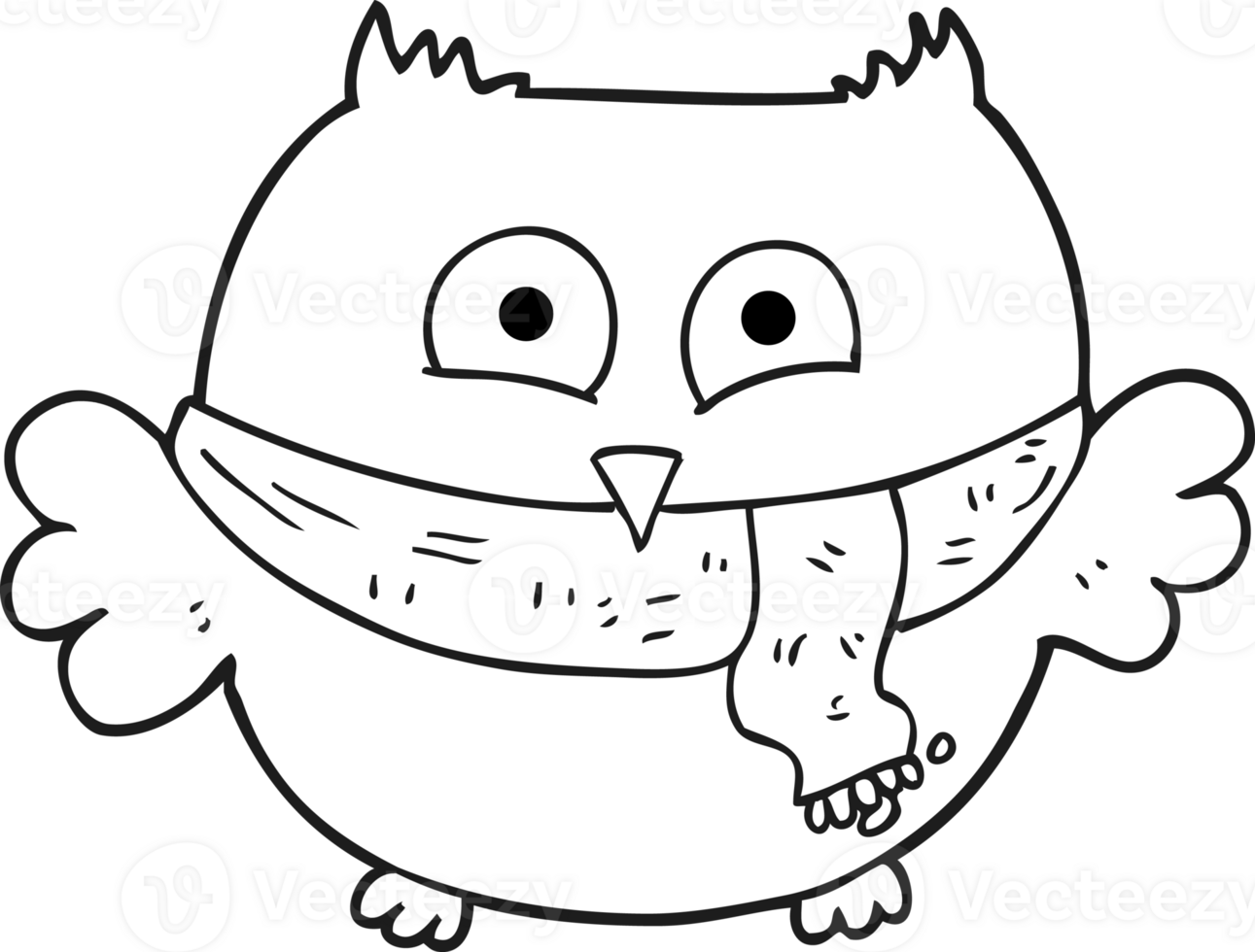 hand drawn black and white cartoon owl 40694276 PNG