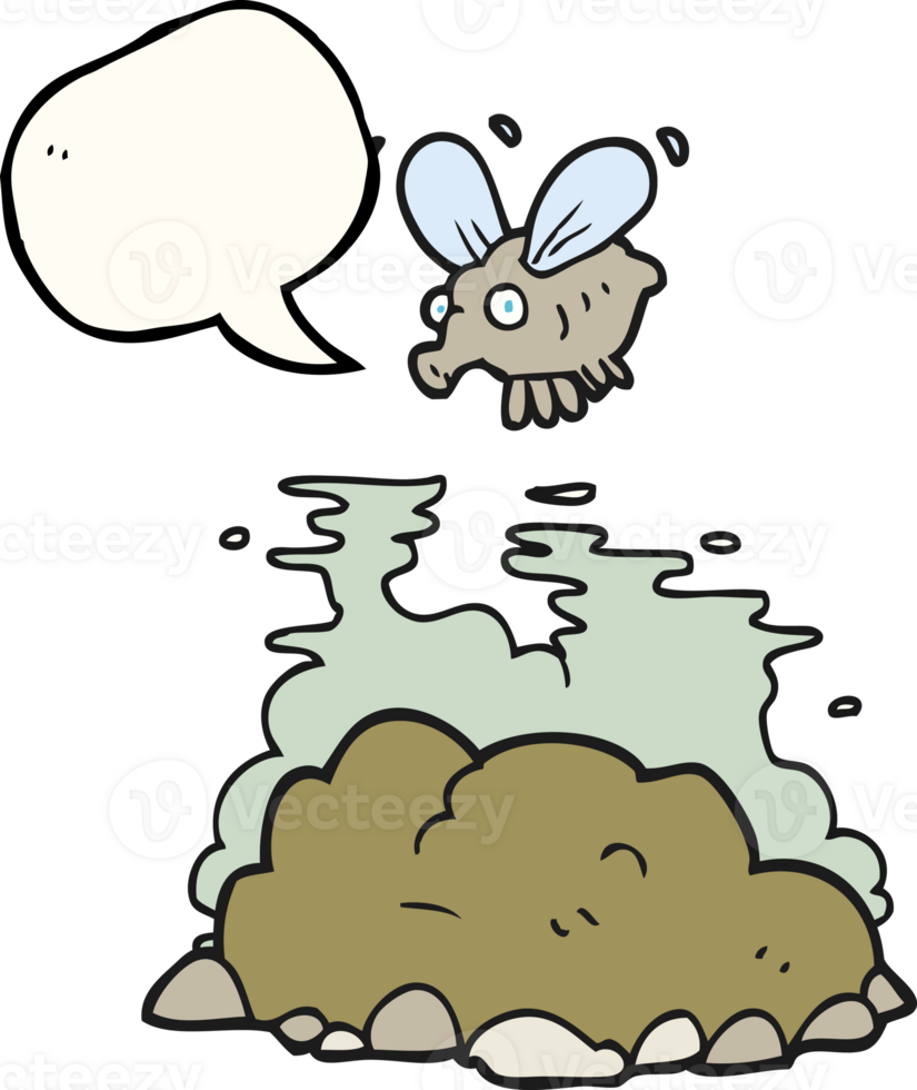 hand drawn speech bubble cartoon fly and manure png
