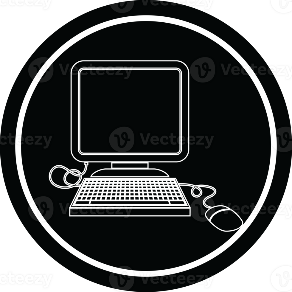 computer with mouse and screen circular symbol png