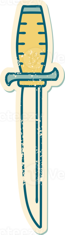 iconic distressed sticker tattoo style image of a dagger png